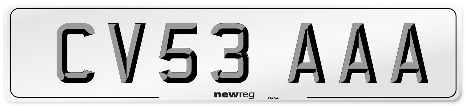 CV53 AAA Number Plate from New Reg